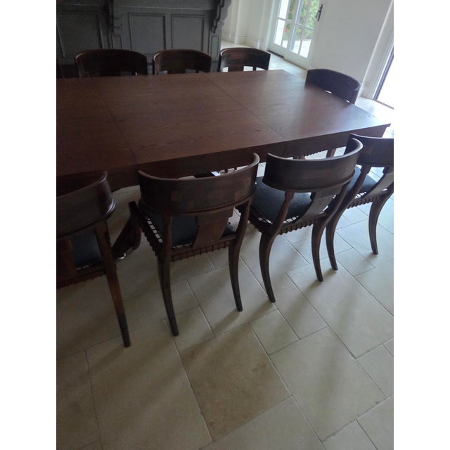 Vintage Klismos Style Solid Walnut Dining Chairs - Set of 10 For Sale - Image 12 of 17
