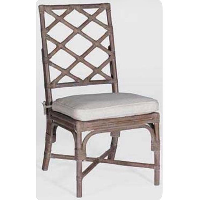 Comfortable and sturdy set of 6 Rattan side dining chairs. Great neutral taupe color that blend well with Gustavia Swedish...