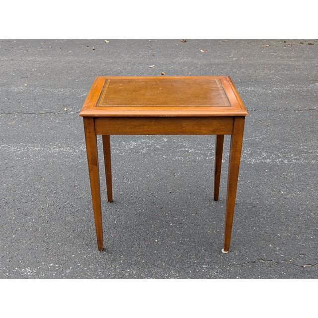 Wood Vintage Leather Top Side Table For Sale - Image 7 of 8