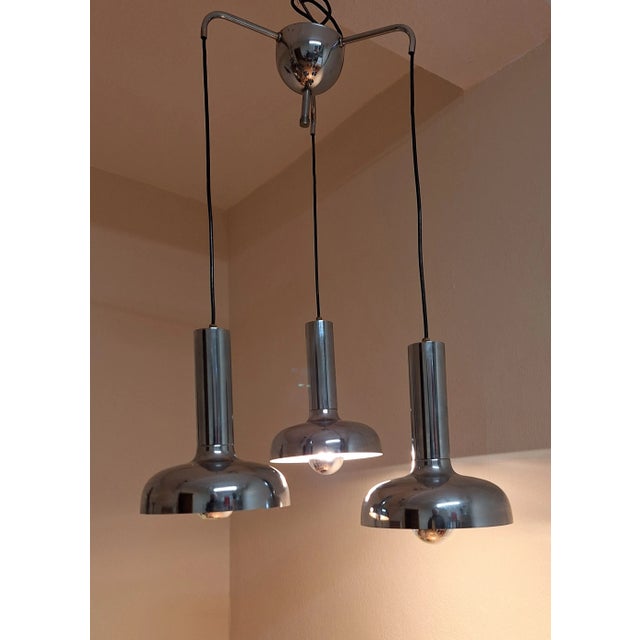 Metal Vintage 3-Flame Cascade Lamp with Chrome-Plated Metal Frame, 1970s For Sale - Image 7 of 7