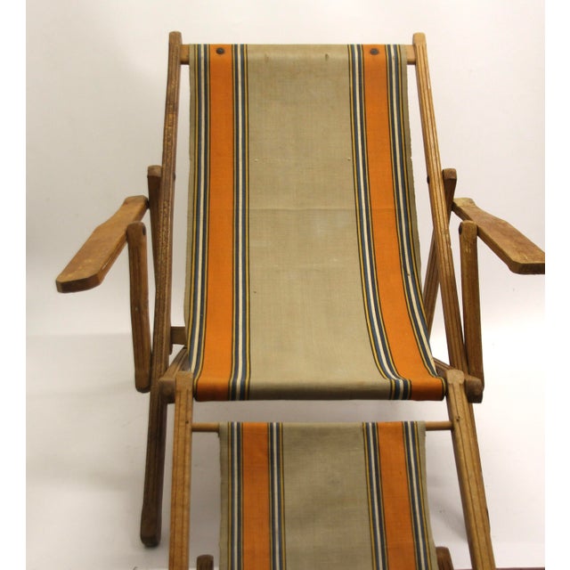 Vintage French Childrens Garden Lounger with Ottoman, 1930s For Sale - Image 4 of 11