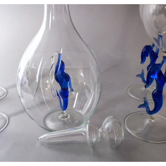 Liqueur Set Glasses and Carafe from Lauscha, 1950s, Set of 6 For Sale - Image 4 of 16