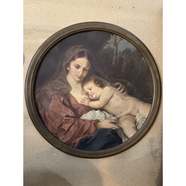 Mincato Giuseppe, Madonna with Sleeping Child, 1920s, Oil on Canvas, Framed For Sale - Image 7 of 7