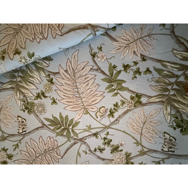 Cowtan & Tout Fontanges Linen Blend Fabric 8 Yards in Green / Sky For Sale - Image 4 of 7