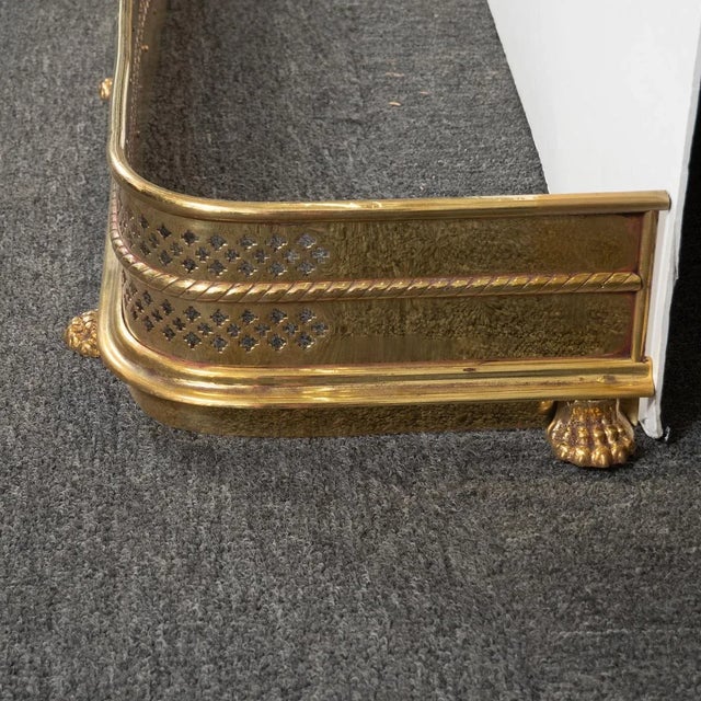 Vintage Perforated Brass Fireplace Fender For Sale - Image 4 of 8