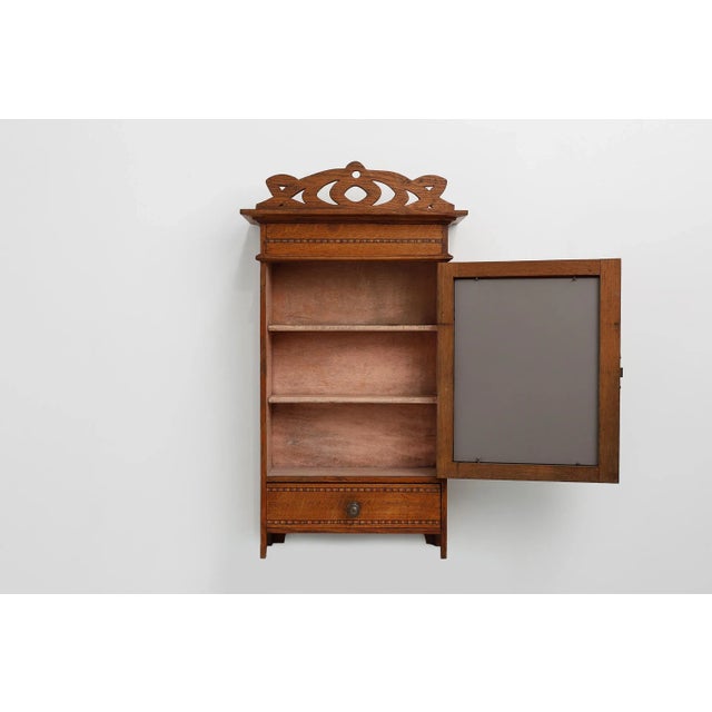 Art Deco Medicine Wall Cabinet in Wood with Mirror, 1930s For Sale - Image 3 of 14