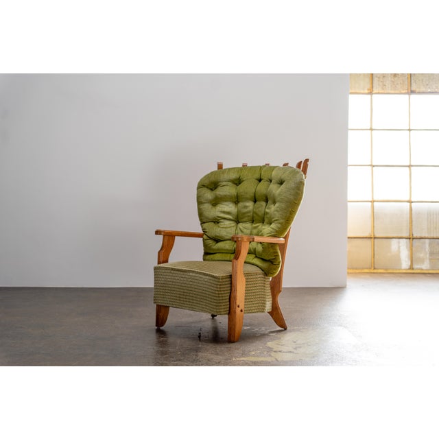 Oak Highback Lounge Chair by Guillerme et Chambron for Votre Maison, France, 1960s For Sale - Image 10 of 10