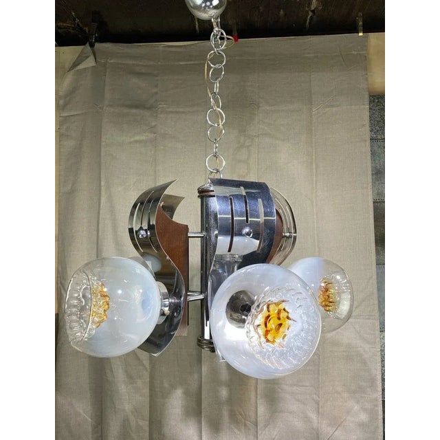 1960s Mid-Century Milan Hand-Blown Glass Chandelier For Sale - Image 5 of 6
