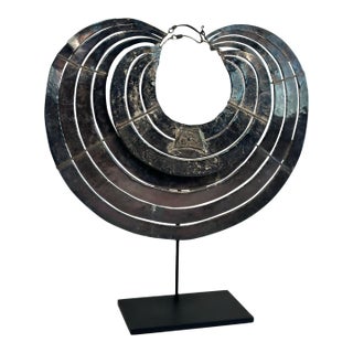 Early 20th Century Silver Necklace or Neck Ring on Stand From the Golden Triangle For Sale