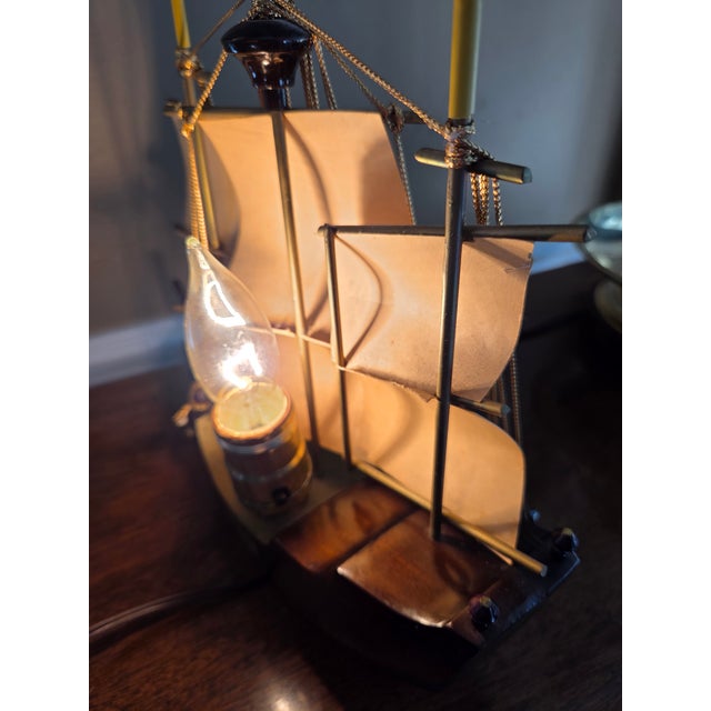 Mid 20th Century Vintage Ship Model Lamp For Sale - Image 5 of 10