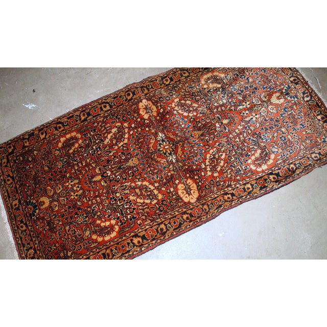 1920s 1920s, Handmade Antique Persian Sarouk Rug 2.4' X 5.3' For Sale - Image 5 of 7