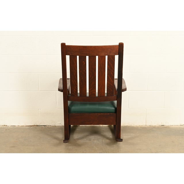 Gustav Stickley Antique Mission Oak Arts & Crafts Rocking Chair | Circa 1910 For Sale - Image 11 of 13