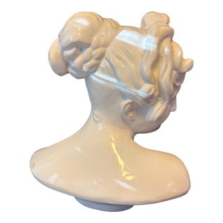 One-of-a-Kind Vietri Italian White Ceramic Lady Bust Sculpture For Sale