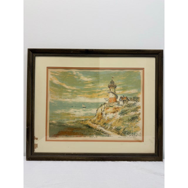 1980s "Lands End" Original Painting Serigraph of a Lighthouse Signed and Numbered by Frances Caldwell For Sale - Image 14 of 14