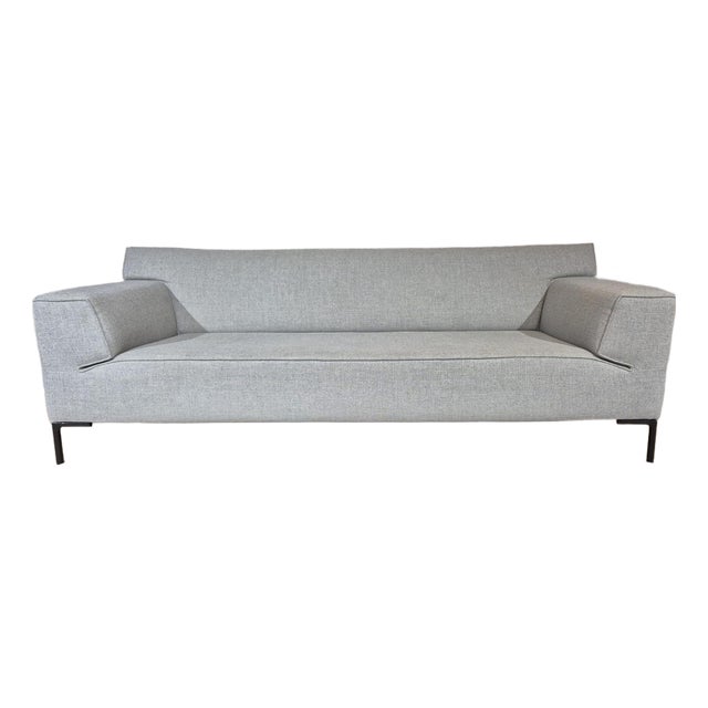 Vintage Three-Seater Sofa in Gray Fabric For Sale
