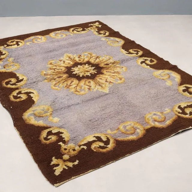 Yellow Aobusson Rug in Cotton and Wool, France For Sale - Image 8 of 8