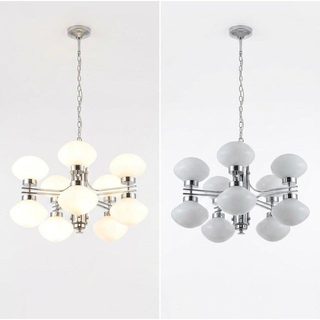 Vintage Chandelier with Polished Chrome Frame, 1970s For Sale - Image 6 of 6
