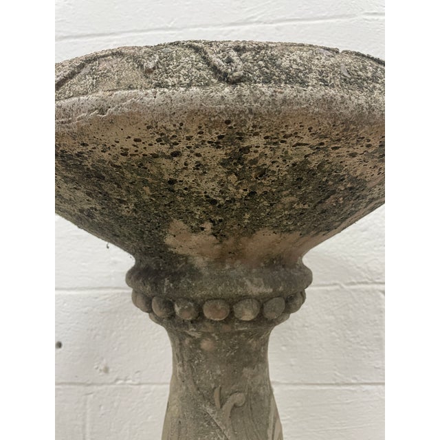 Vintage New Orleans Estate (Garden District) Cast Stone Birdbath With Scrolled Pedestal For Sale - Image 11 of 12