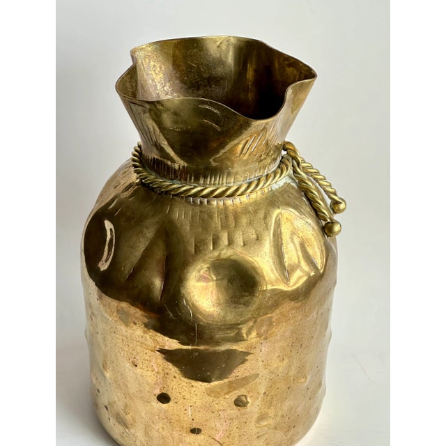 Trompe l'Oeil Brass Money Bag Vase For Sale - Image 4 of 7