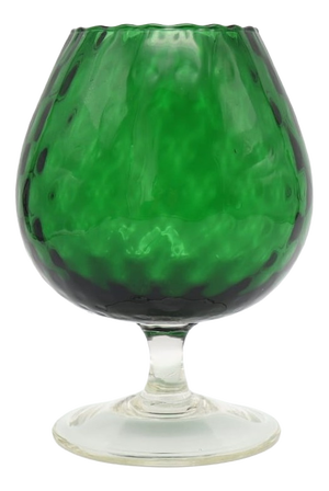 Mid-Century Modern Italian Green Diamond Optic Glass Brandy Snifter Vase by Empoli, 1960s