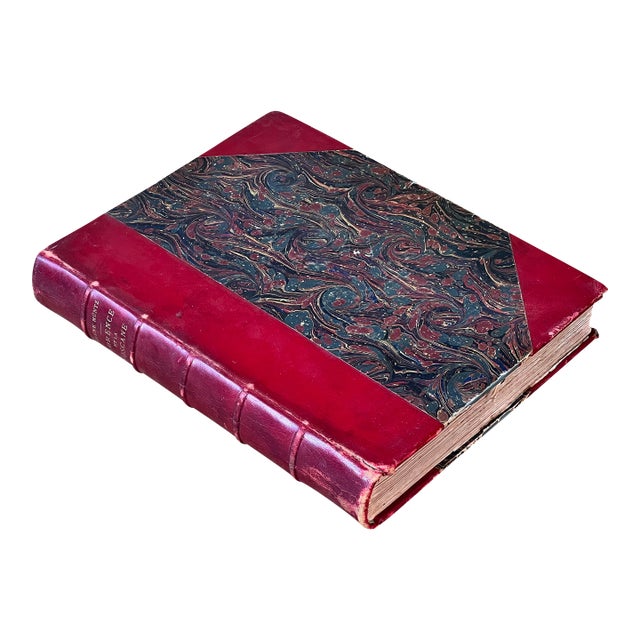 Antique Victorian Illustrated Leather Spine Art Book Florence Tuscany Grand Tour For Sale
