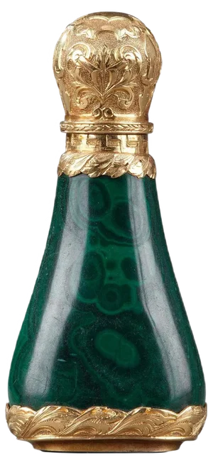 Mid19th Century Gold Mounted Malachite Perfume Flask