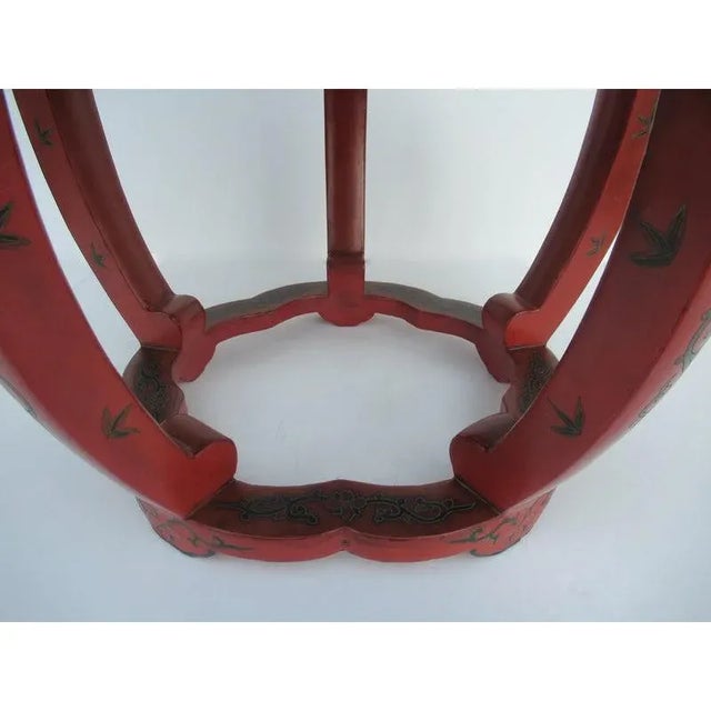C.1970's Asian, Chinoiserie-Style, Chinese Red Lacquered Wood Occasional Side Table With Greek Key For Sale - Image 9 of 13
