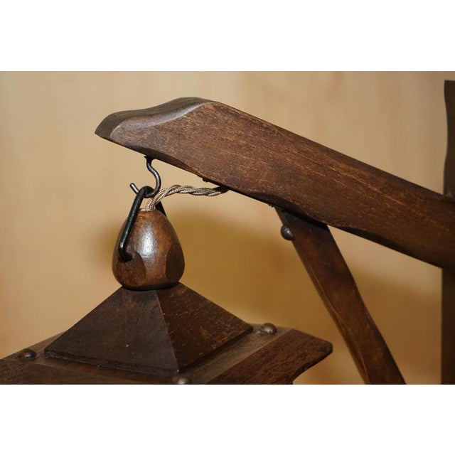 1930s Arts & Crafts Carved Oak Adjustable Floor Lamp, 1930s For Sale - Image 5 of 13