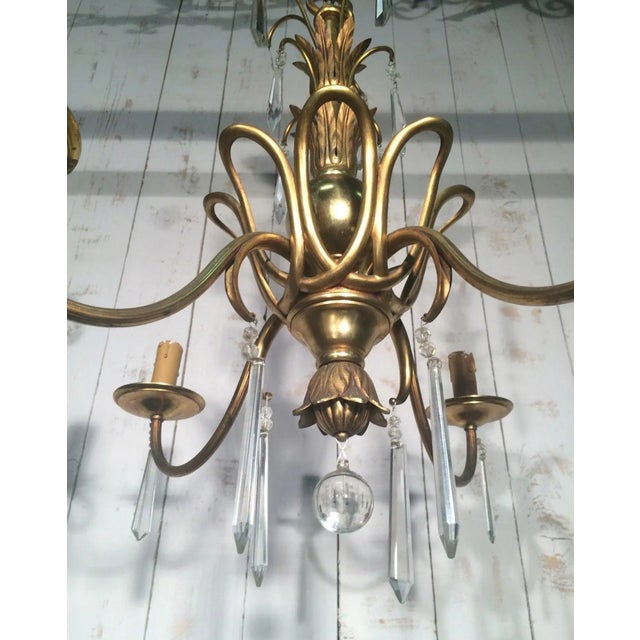 1940s Bronze and Crystal Chandelier in the Style of Maison Baguès For Sale - Image 6 of 13