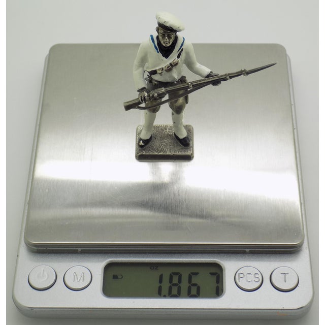 Vintage Italian Genuine Silver 1911 Royal Navy Sailor Combat Rare Figurine Made in Milan For Sale - Image 10 of 13