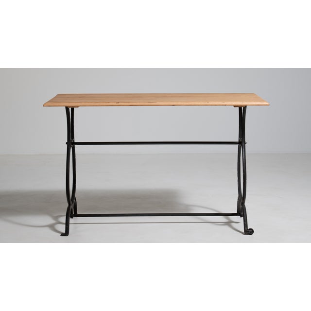 Early 20th Century Cast Iron Bistro Table on Casters, Antique, France, Early 20th Century For Sale - Image 5 of 15