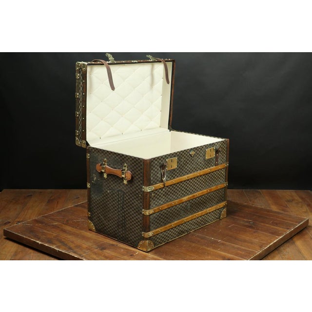 Wood Checkered Mail Trunk, 1920s For Sale - Image 7 of 11