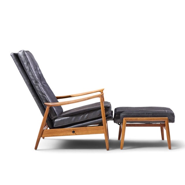 Brown Milo Baughman for James Inc. Mid Century Reclining Lounge Chair With Ottoman For Sale - Image 8 of 9