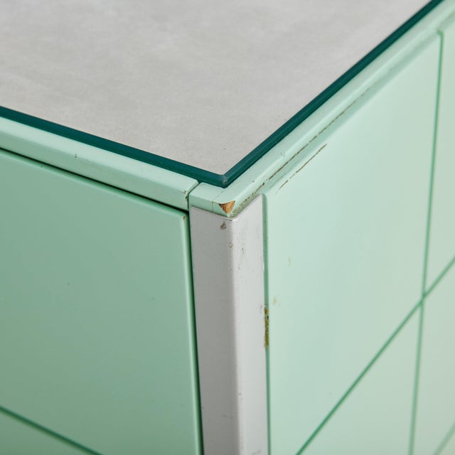 Postmodern Mint Green Cube Cabinet Attributed to Alessandro Mendini for Alessi, Italy 1980s For Sale - Image 3 of 11