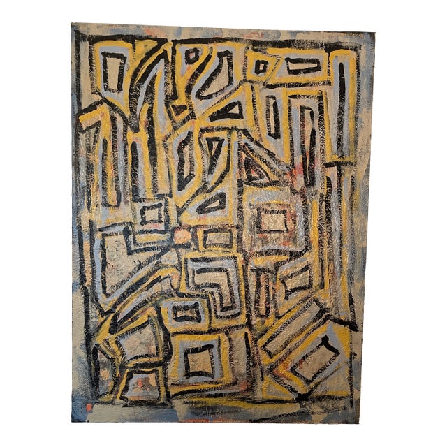 “Self Portrait” by John Frates Mid Century Modern Abstract Certificate of Authenticity With Invoice Hang Multi-Directional For Sale