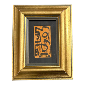 Contemporary Original Wayne Cunningham Abstract Marker Drawing on Vintage License