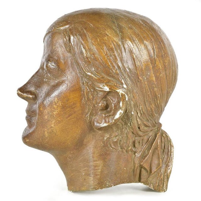 Head of a Woman in Patinated Plaster For Sale - Image 5 of 8
