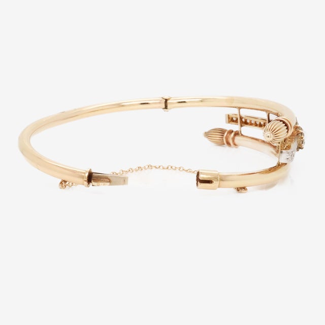 Victorian Style 14k Gold, Diamond & Pearls Bypass Bracelet For Sale - Image 10 of 11