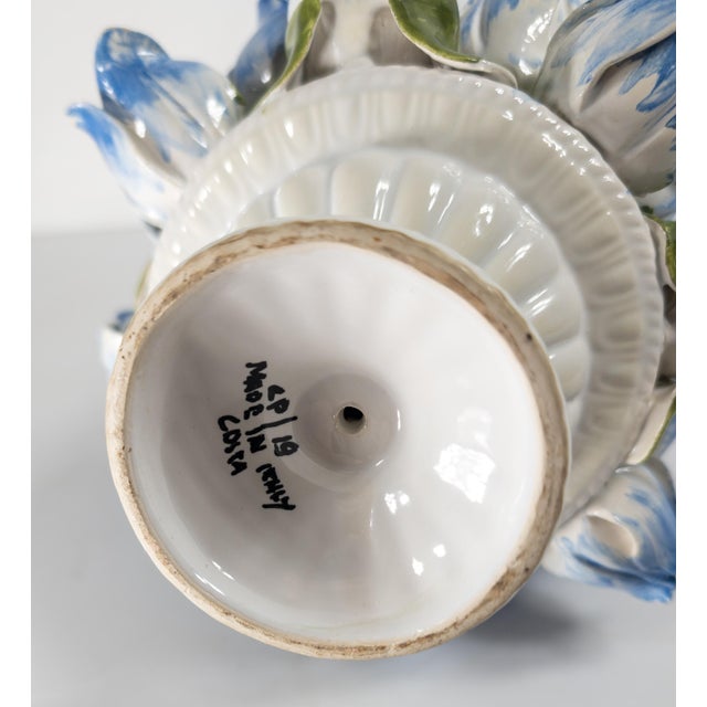 Mid-Century Italian Faience Majolica Floral Tulipiere Decorative Vase, Signed For Sale - Image 15 of 15