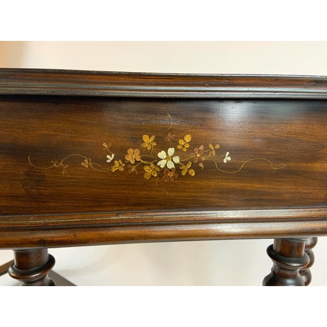 English Mahogany Console Table With Barley Turned Legs, 1 Drawer, Beveled Top For Sale - Image 3 of 12