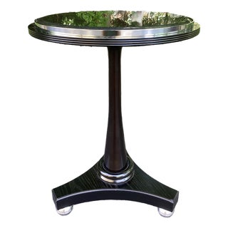 Late 20th Century Neoclassical Style Black Marble Top Guerridon Side Table For Sale