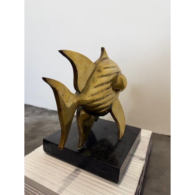 E Ferreira Netto Polished Bronze Fish Sculpture on Black Granite Base, 1985 For Sale - Image 12 of 17