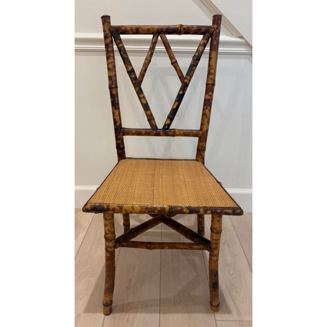 Antique Tortoise Rattan Bamboo Side Chair For Sale - Image 11 of 11