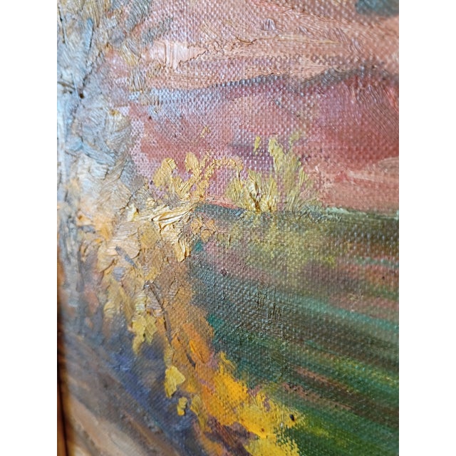 Joane Cromwell "Oak Creek Canyon" Arizona Landscape Painting With Vintage White Frame 1950's For Sale - Image 17 of 18
