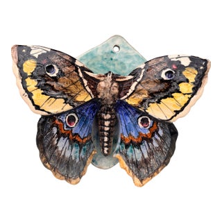 Rare Majolica Butterfly Wall Pocket Clement Massier, Circa 1900 For Sale