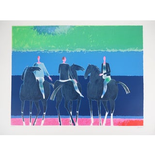 Albert Zavaro, Le trio de cavaliers, Lithograph For Sale