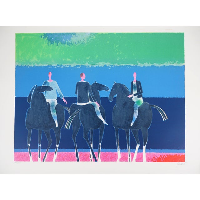 Albert Zavaro, Le trio de cavaliers, Lithograph For Sale