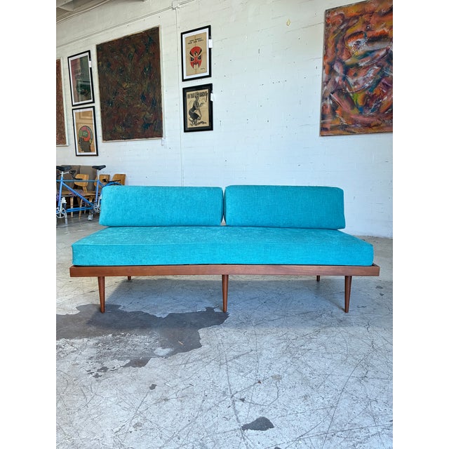 1960s Mid Century Modern Newly Upholstered Walnut Daybed For Sale - Image 5 of 7