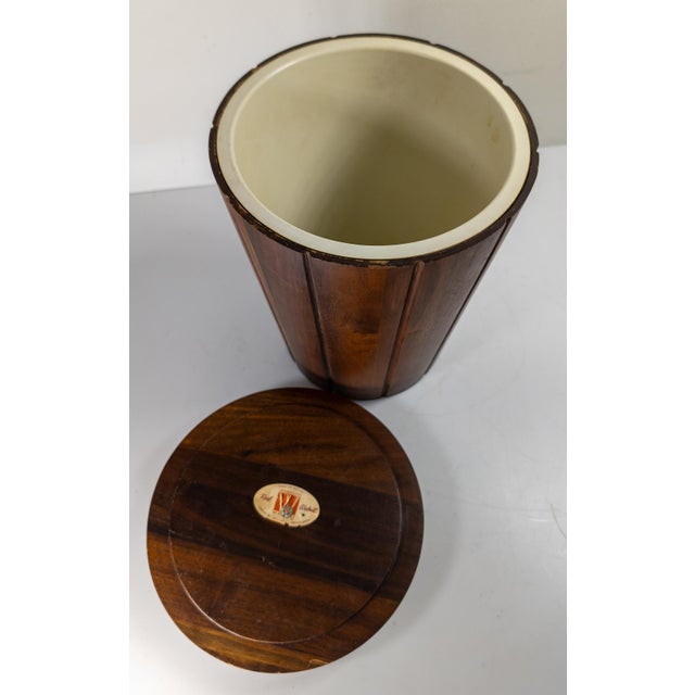 Brown Mid-Century Modern Walnut Ice Bucket or Trash Can by Vermillion For Sale - Image 8 of 13