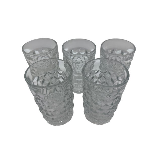 American Early 20th Century Fostoria Pattern Set of 5 Flat Iced Tea American Clear Glasses For Sale - Image 3 of 8